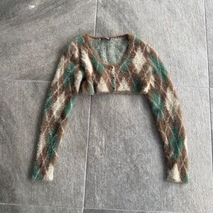 Dolls Kill Poster Grl Cropped Fuzzy Furry Sweater